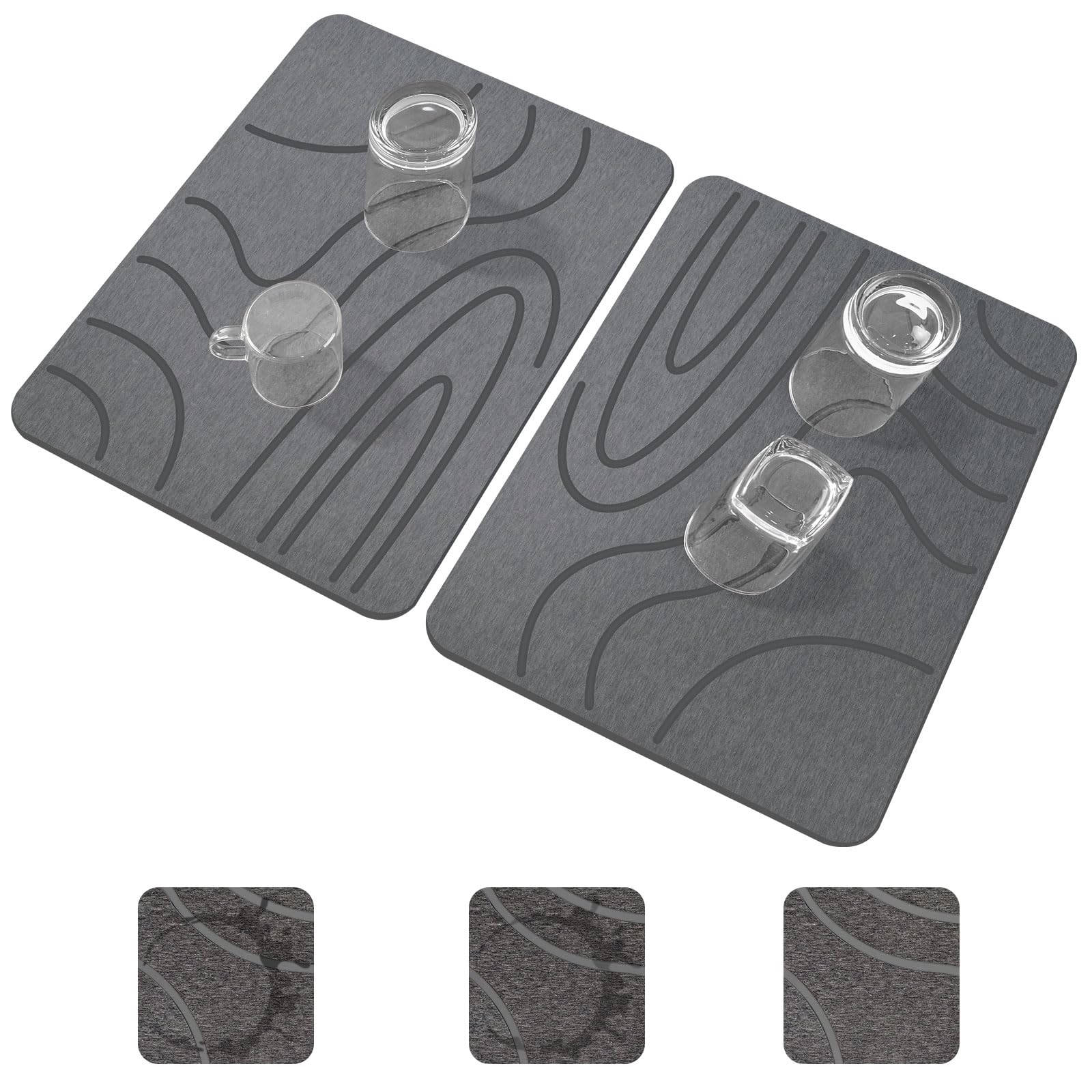 Blaithom stone drying mat front view shows curved stripes for fast air flow and quick drying.