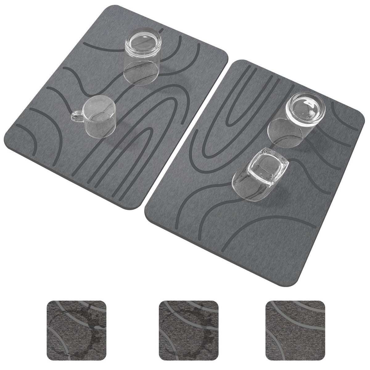 Blaithom stone drying mat front view shows curved stripes for fast air flow and quick drying.