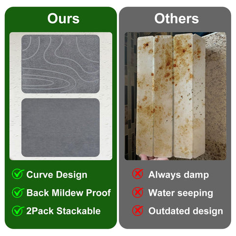 Blaithom drying mat in use with dishes demonstrates efficient moisture management.