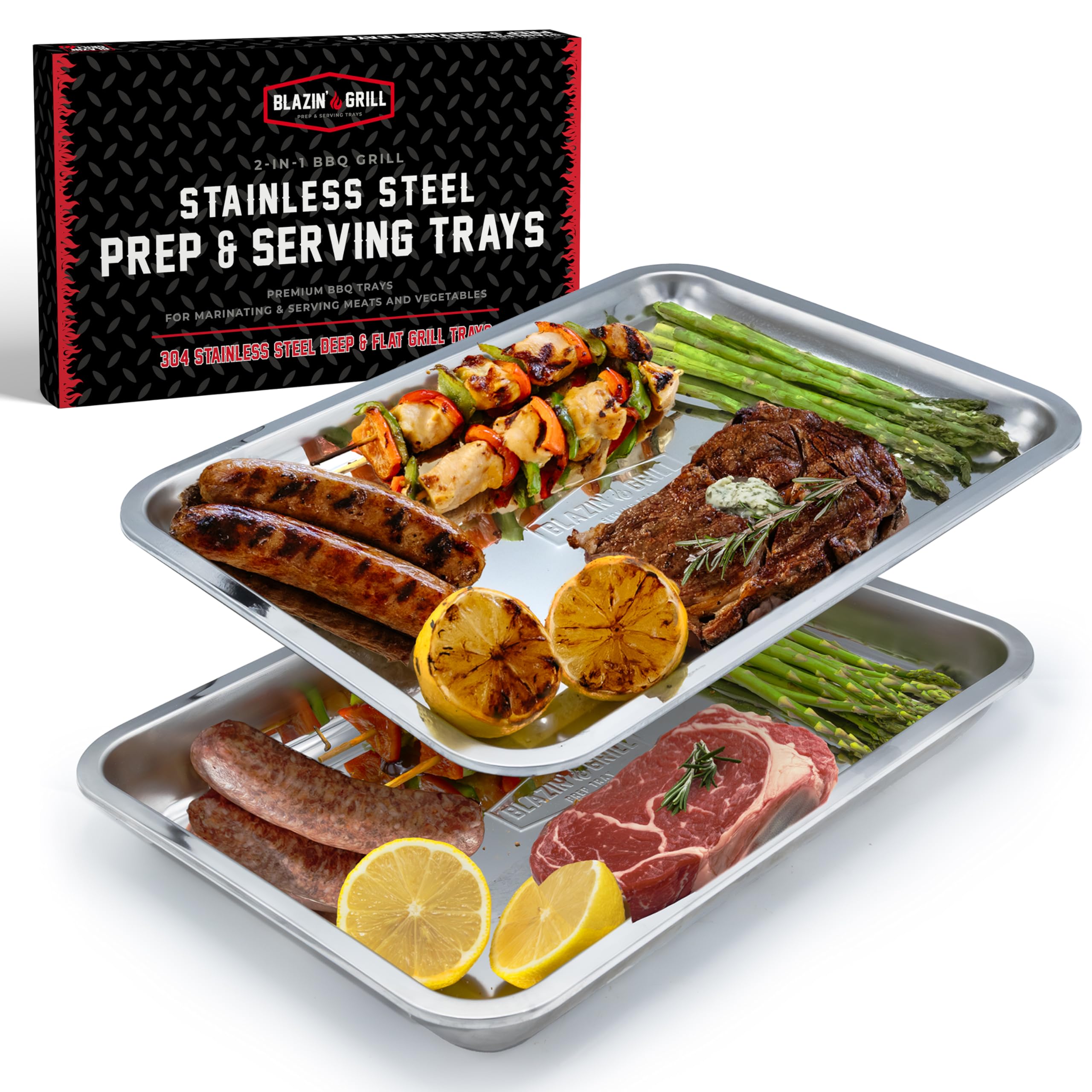 Blazin' Grill 3-pack prep trays for organized meal prep.