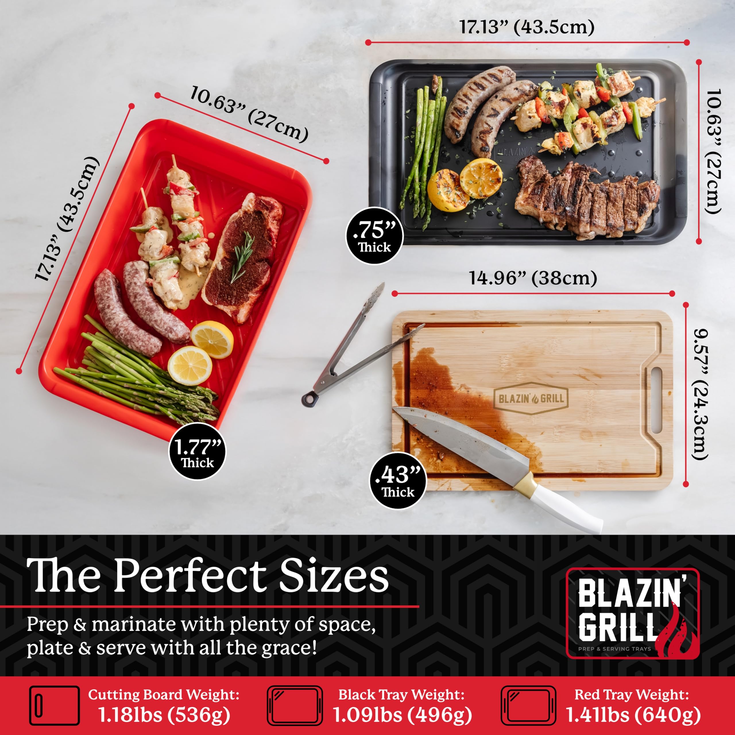 Blazin' Grill bamboo cutting board for durable, natural prep surfaces.