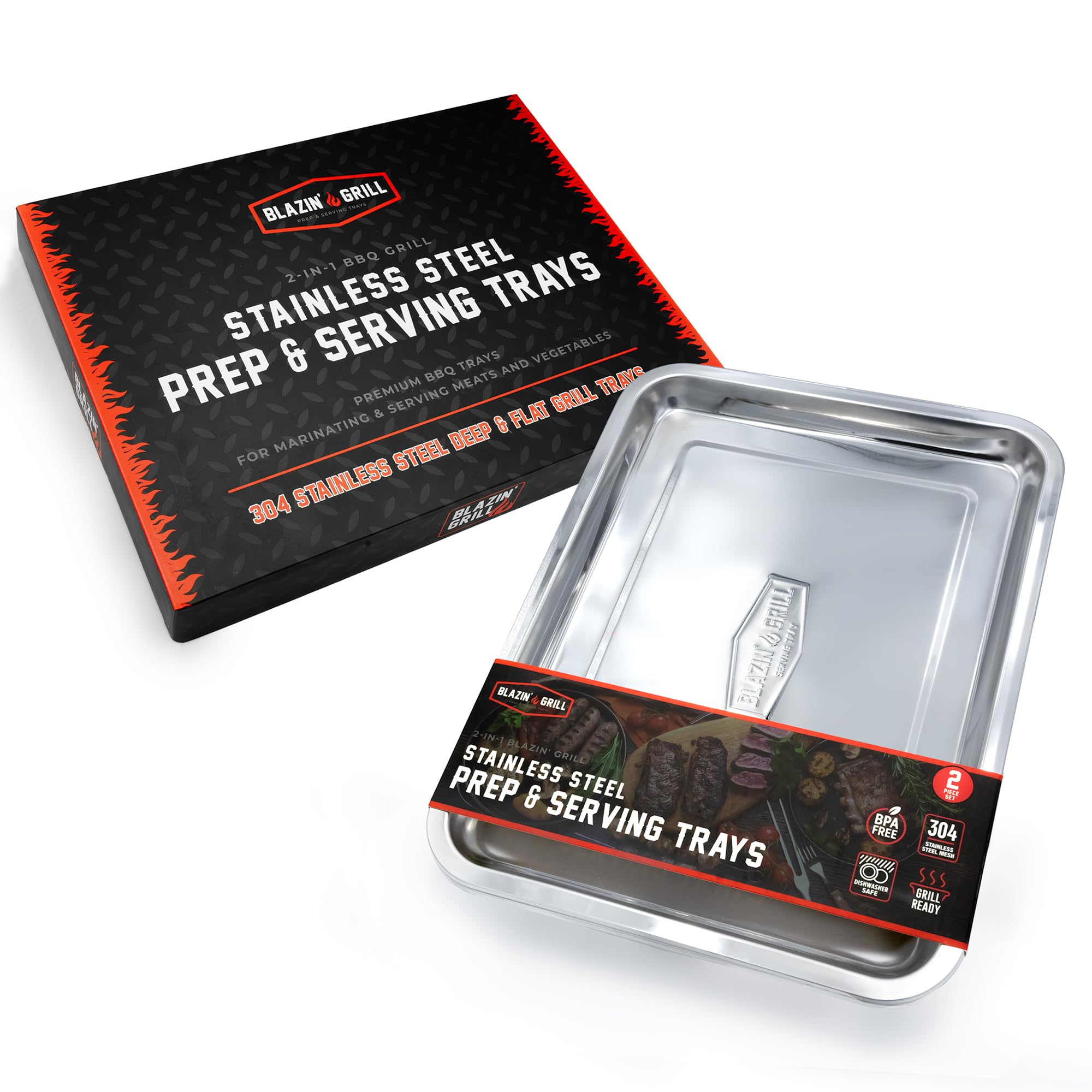 Blazin' Grill durable, heat-resistant trays for kitchen and grill use.