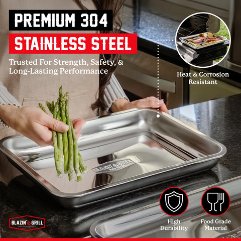 Blazin' Grill flat tray for clean serving and plating.