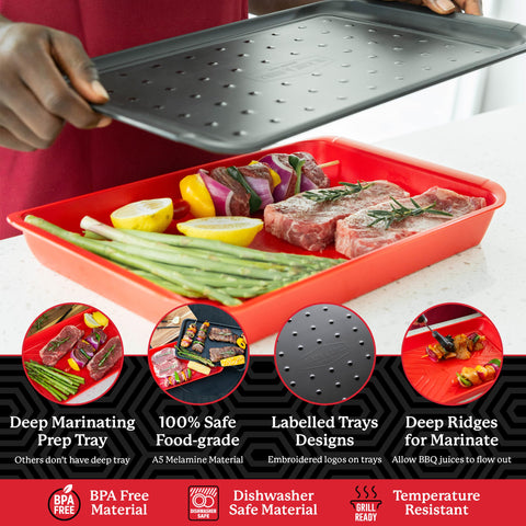 Blazin' Grill top tray serves as a sleek plating surface for finished dishes.