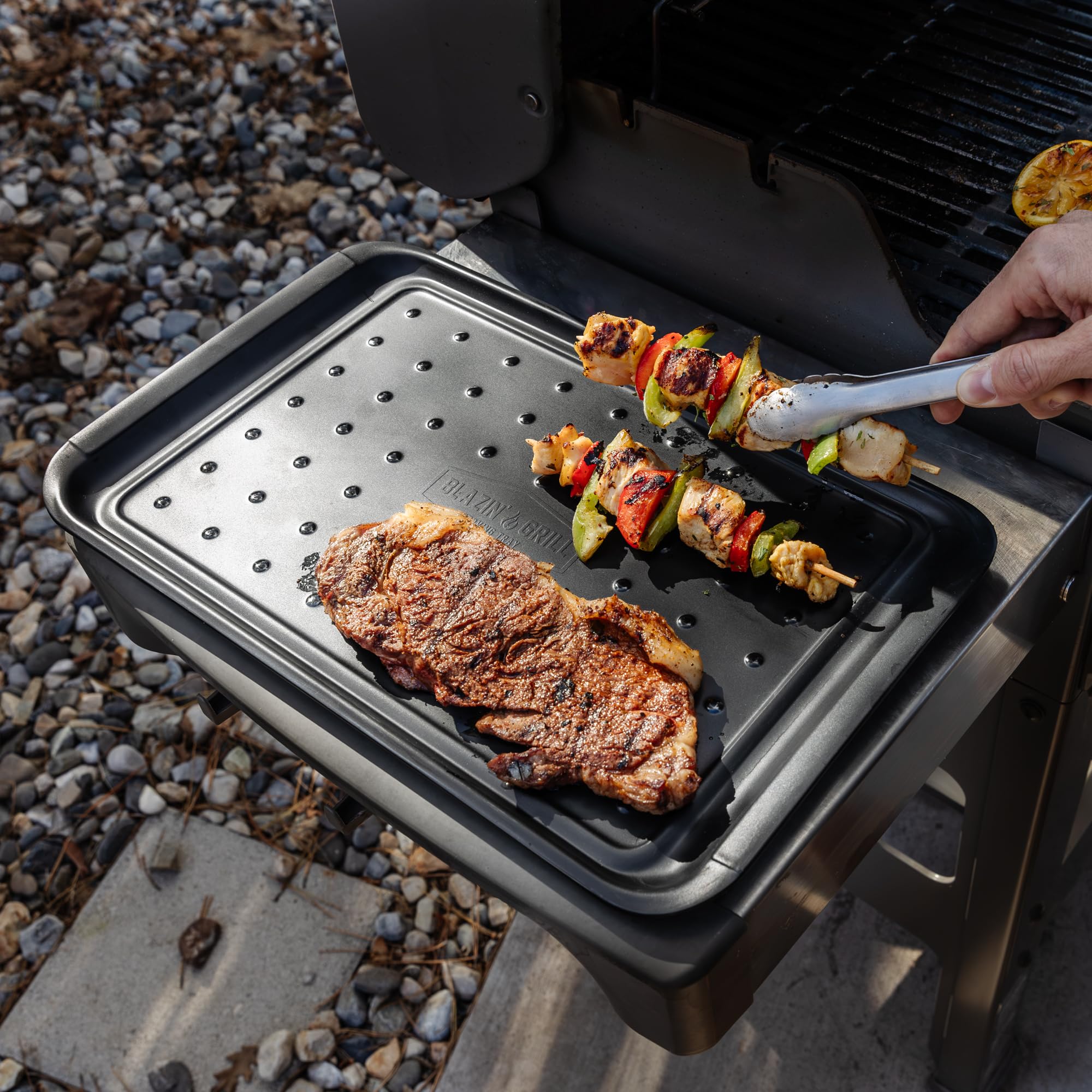 Blazin' Grill set in use from prep to serving.