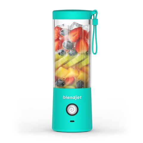 BlendJet 2 mint 16oz bottle enables on-the-go smoothies with portable blending.