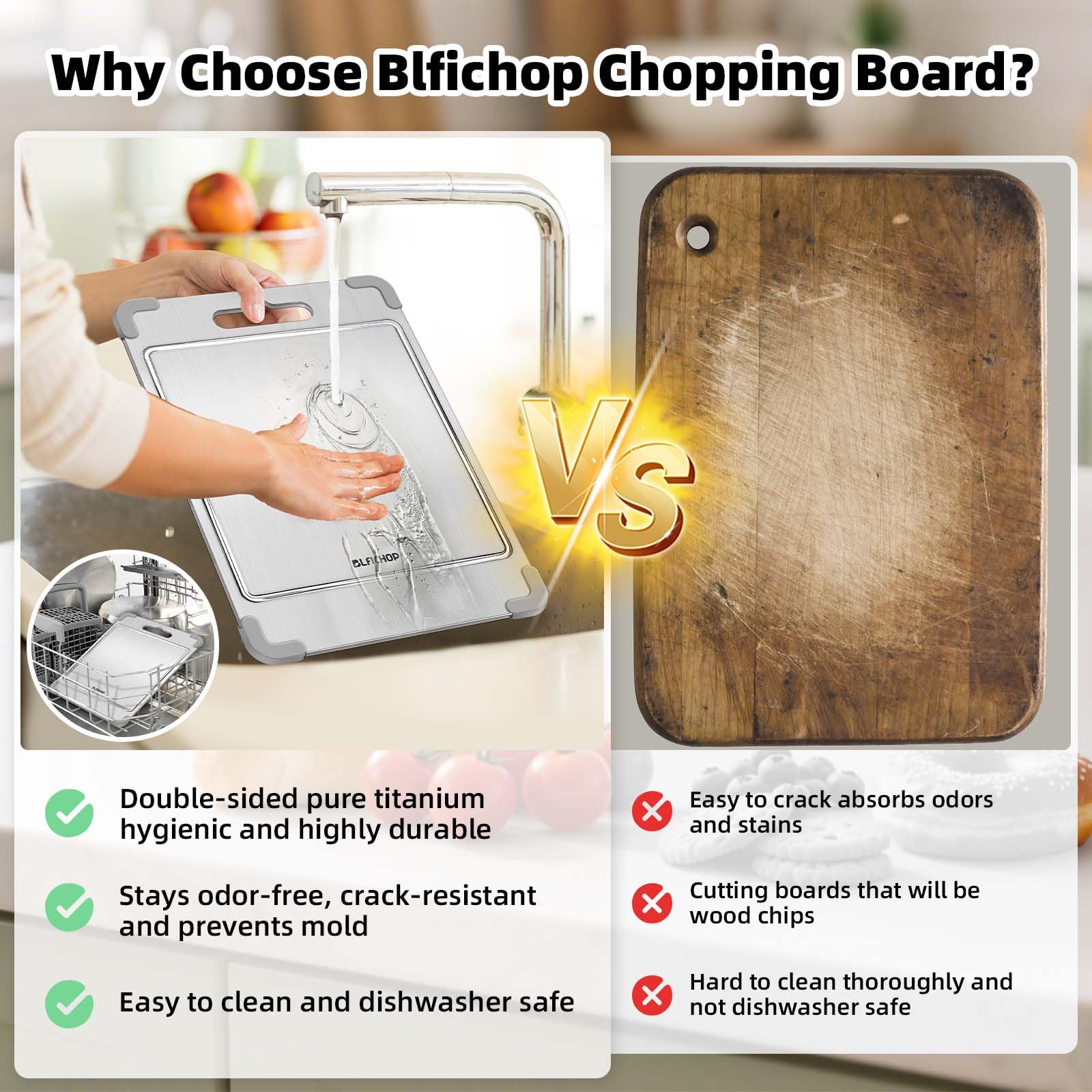 Blfichop titanium board is dishwasher safe for easy cleaning