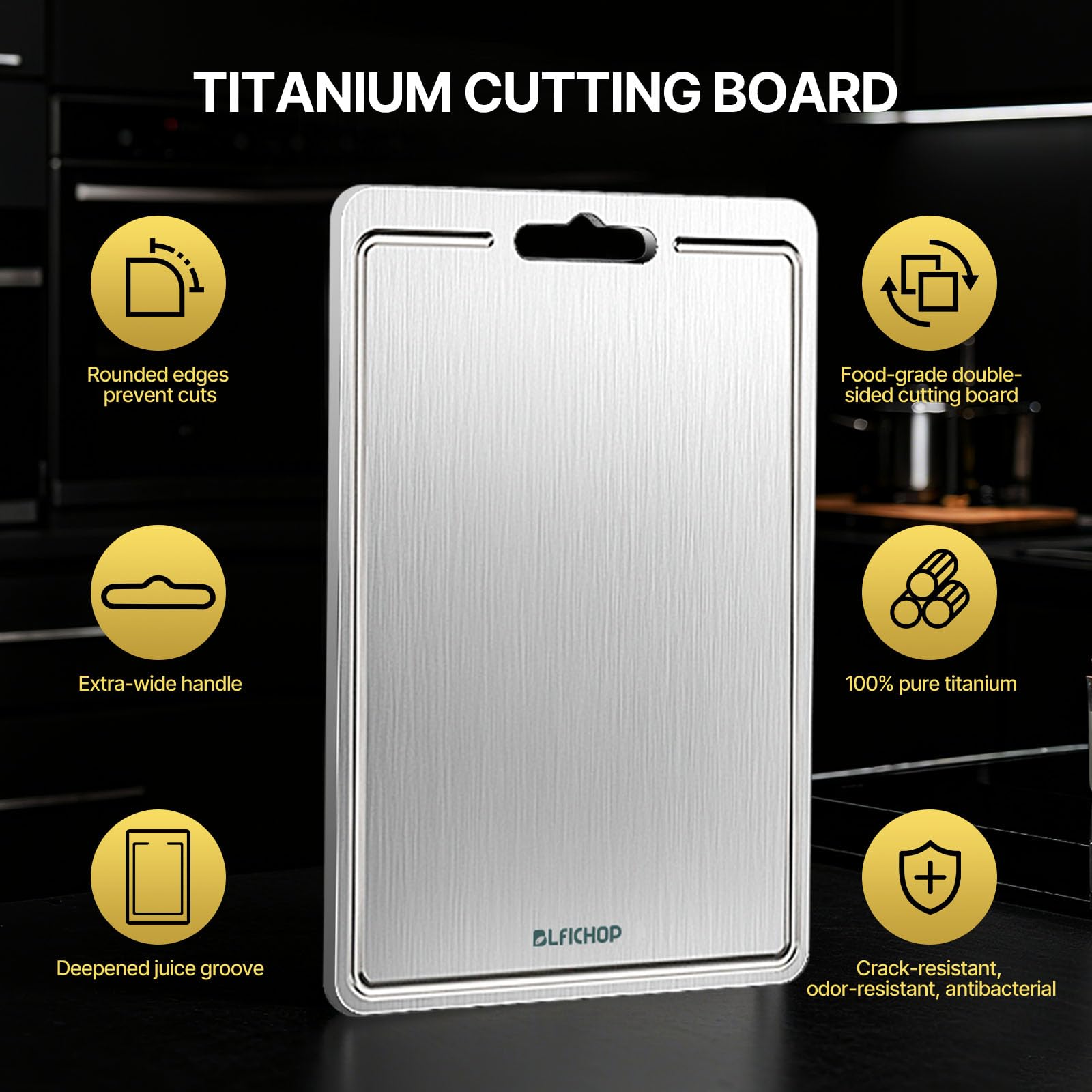 Blfichop double-sided 14x10in board, versatile for meats and vegetables.