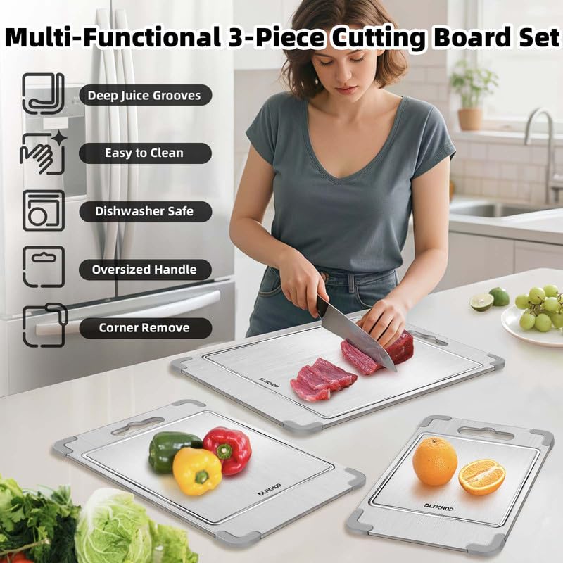 Blfichop titanium cutting board with removable pads prevents slipping during chopping