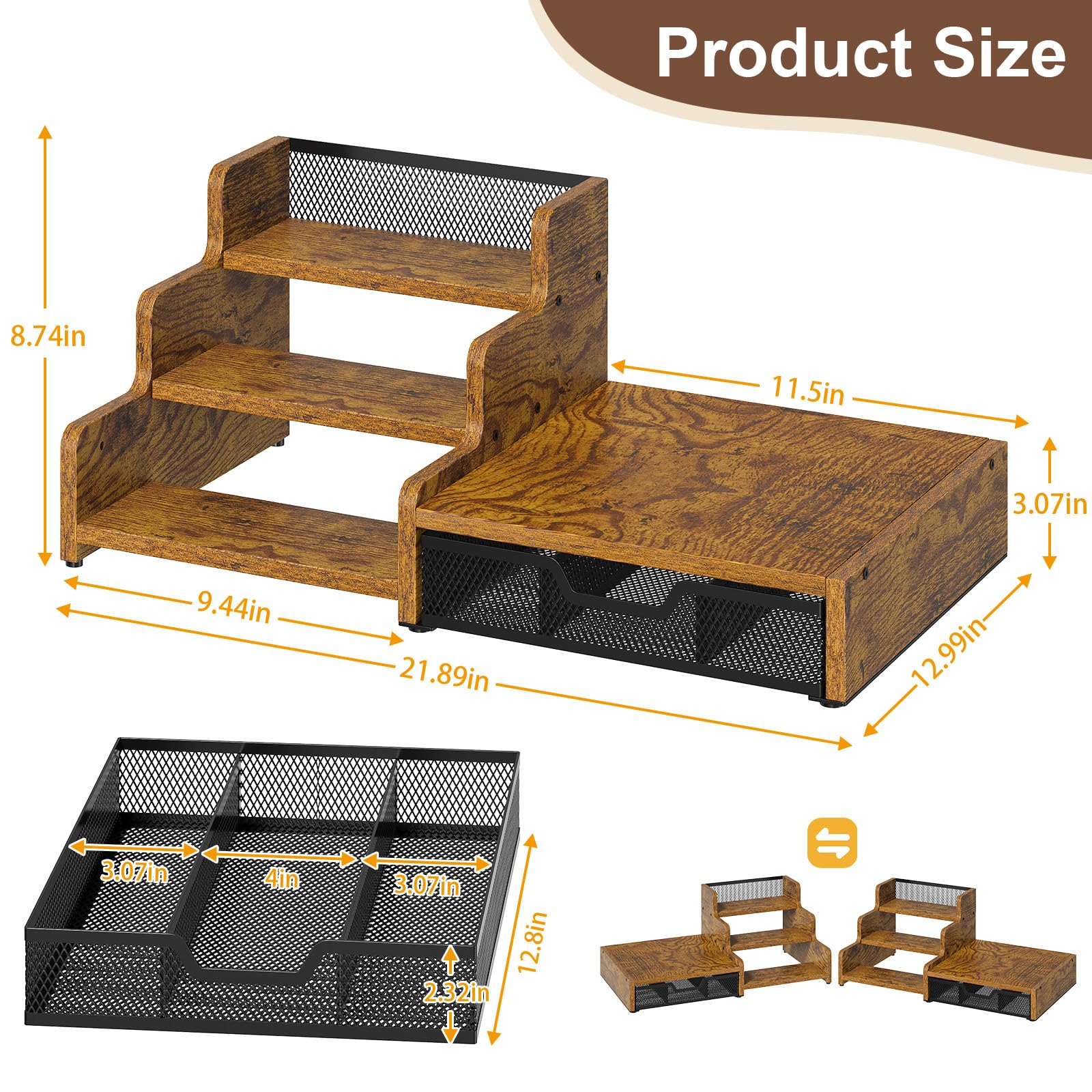 Bliesosfud 3-tier syrup rack stores multiple syrups within reach