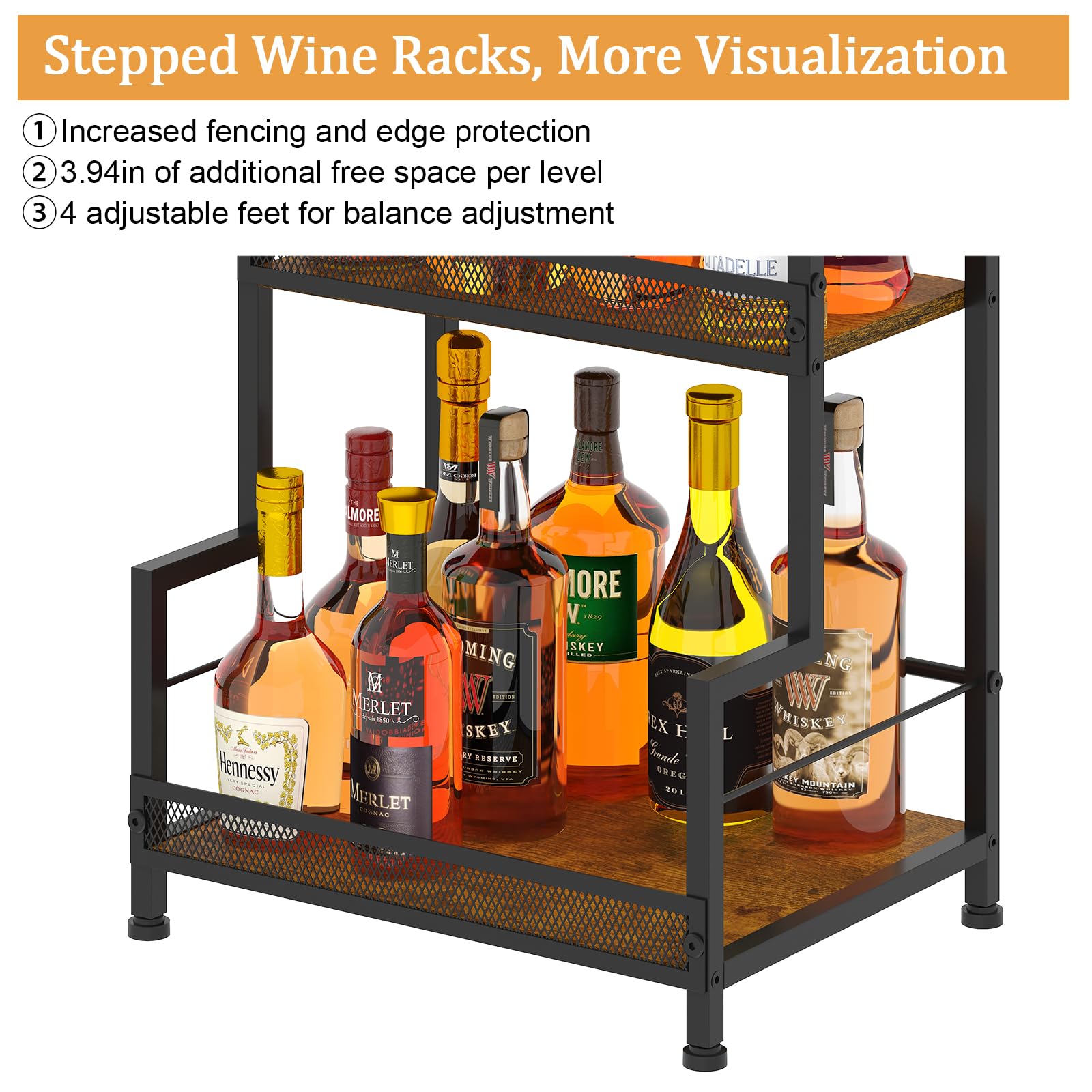 Bliesosfud versatile display space for whiskey, wine, and spirits.