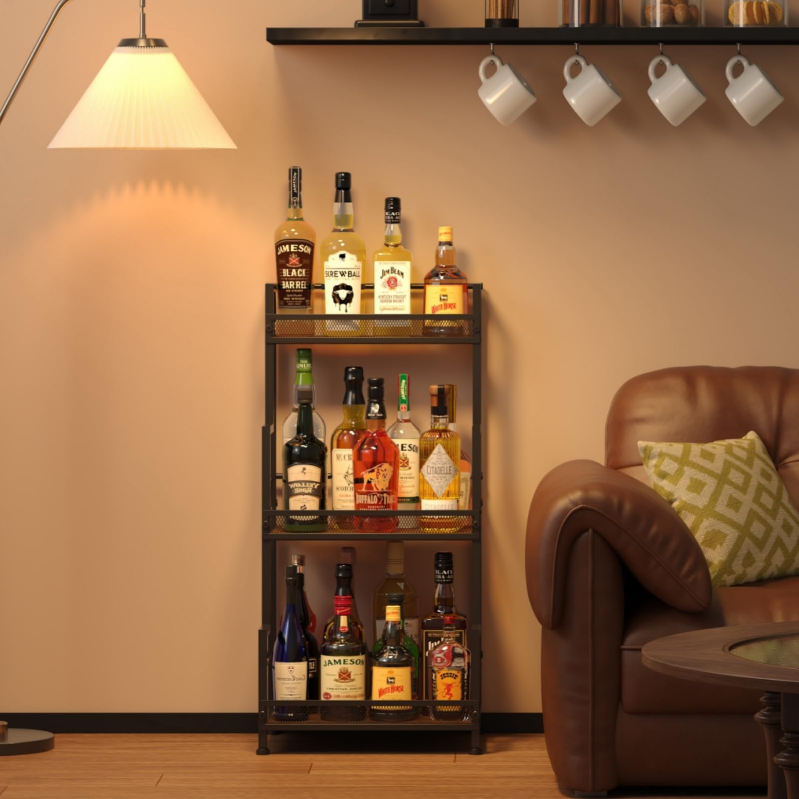 Bliesosfud trapezoid stand stepped display for organized bottle visibility.