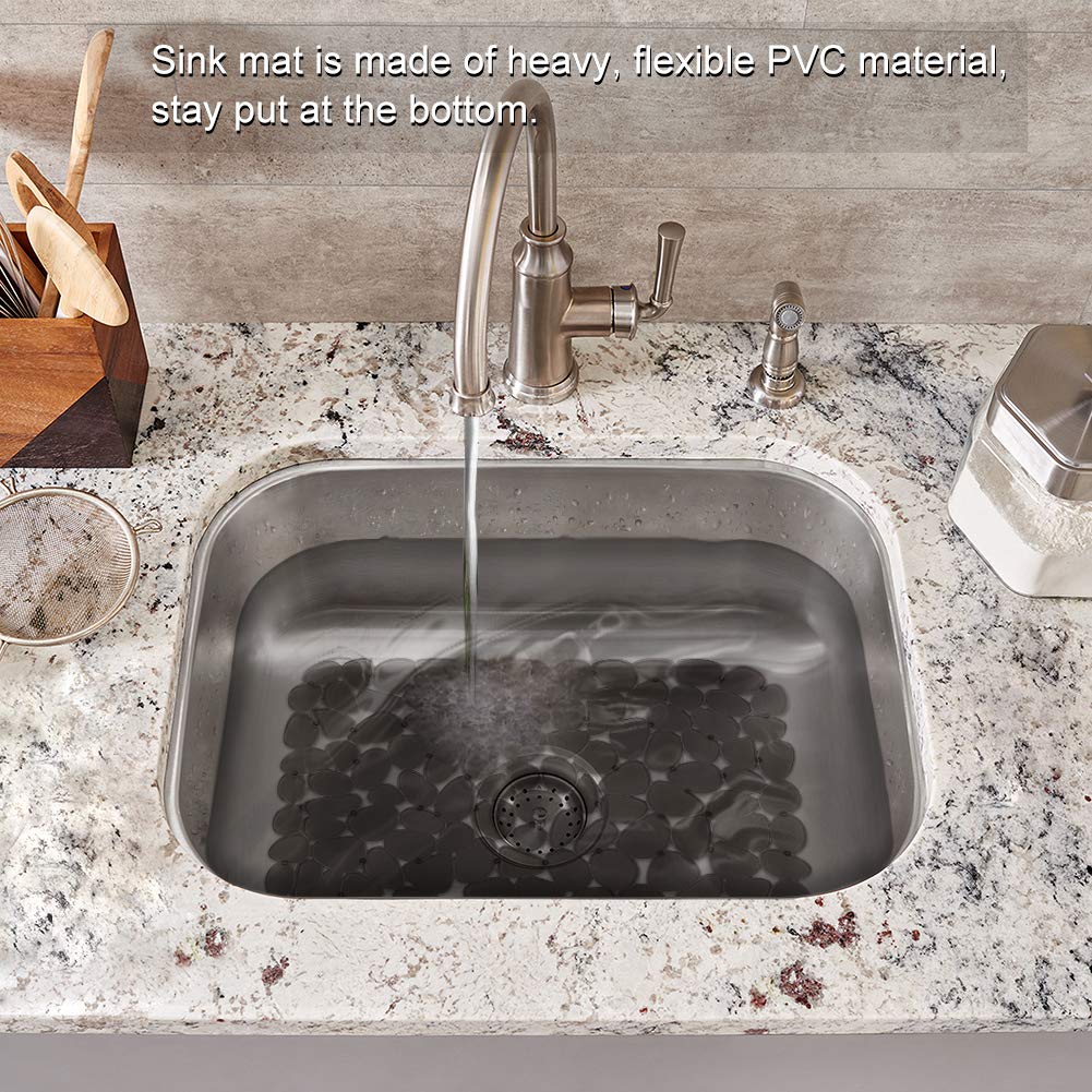 Bligli grey sink mat matches stainless steel or porcelain sinks.