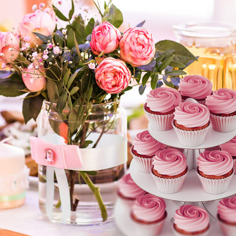 Blissur cupcake stand tower side view in white for chic party centerpiece