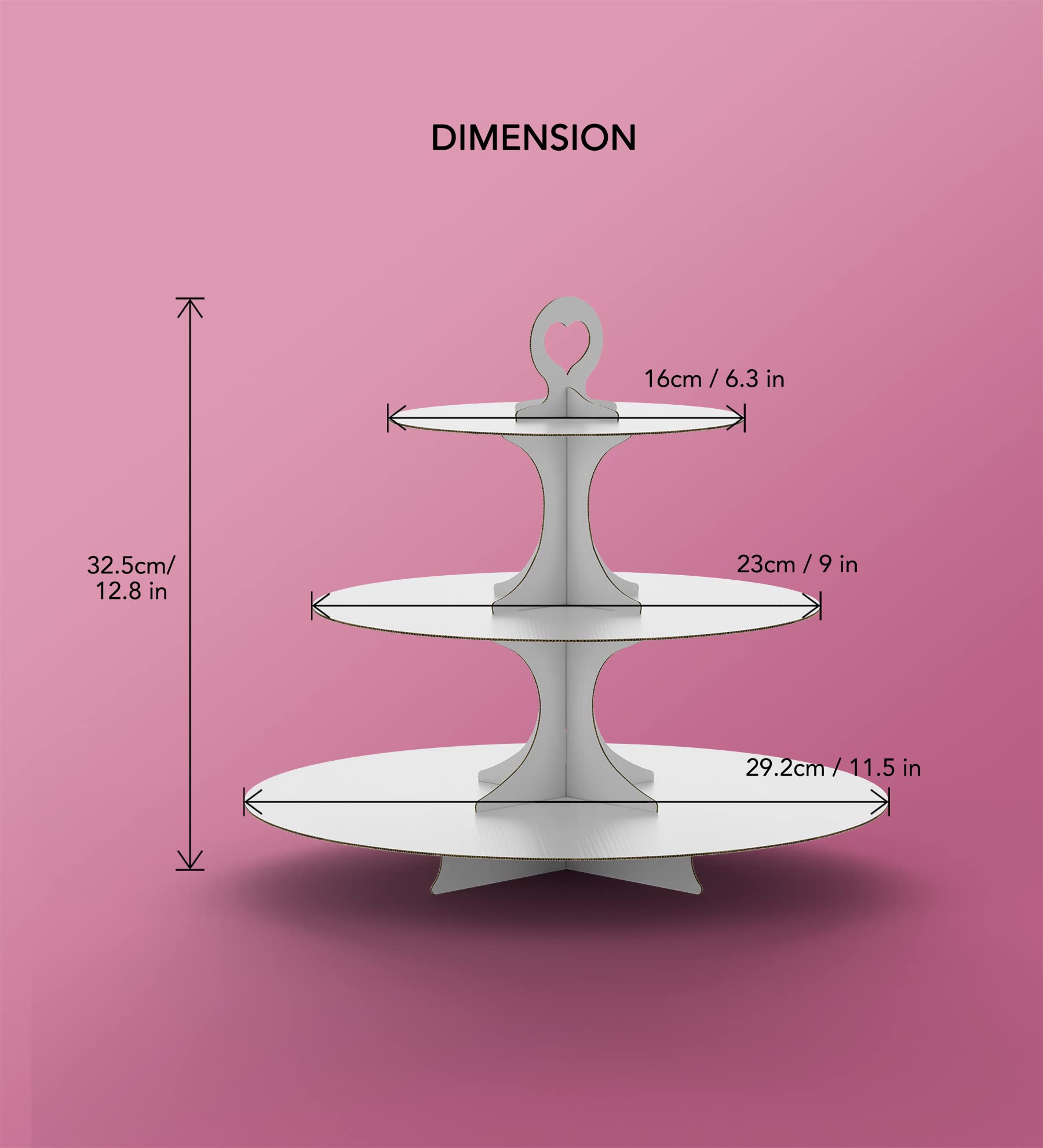 Blissur cupcake stand top tier compact footprint on a table