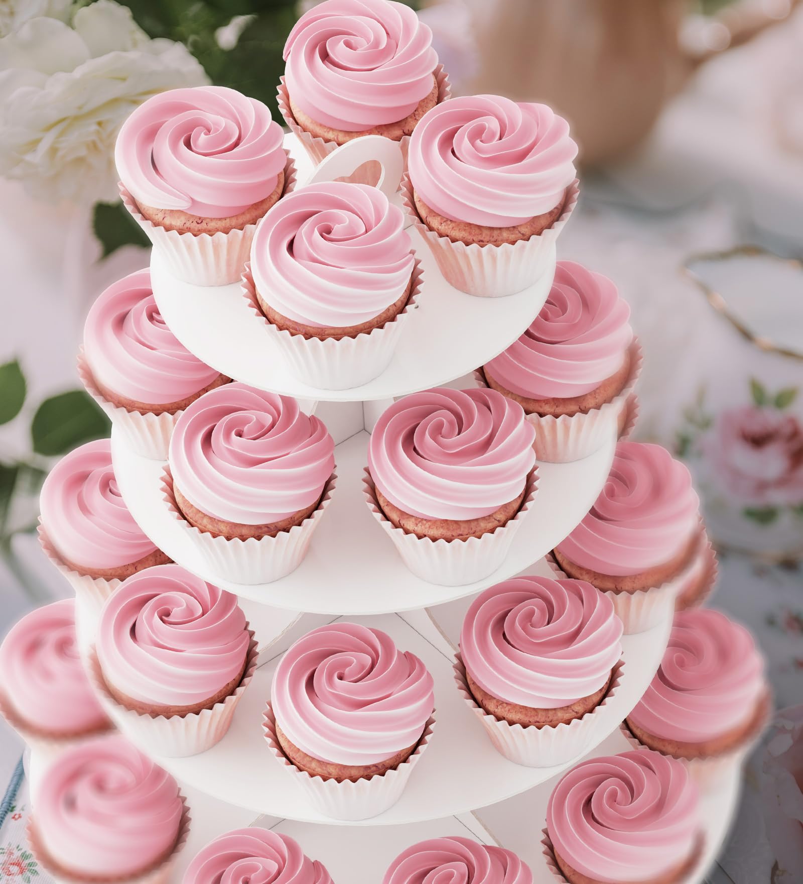Blissur disposable cupcake tower white pack for quick party cleanup.