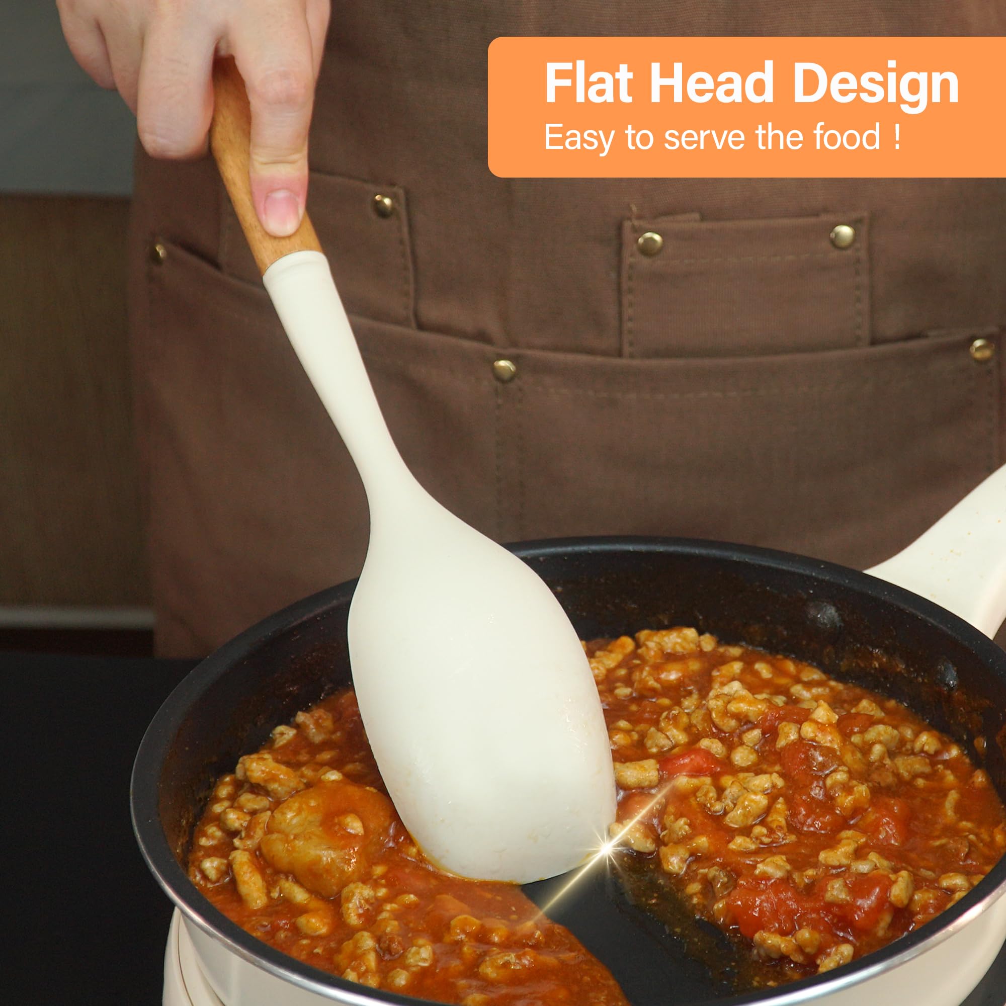 Blithely slotted silicone spoon draining broth for healthier meals.