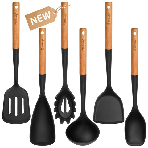 Blithely 6-piece silicone utensil set arranged for versatile cooking.