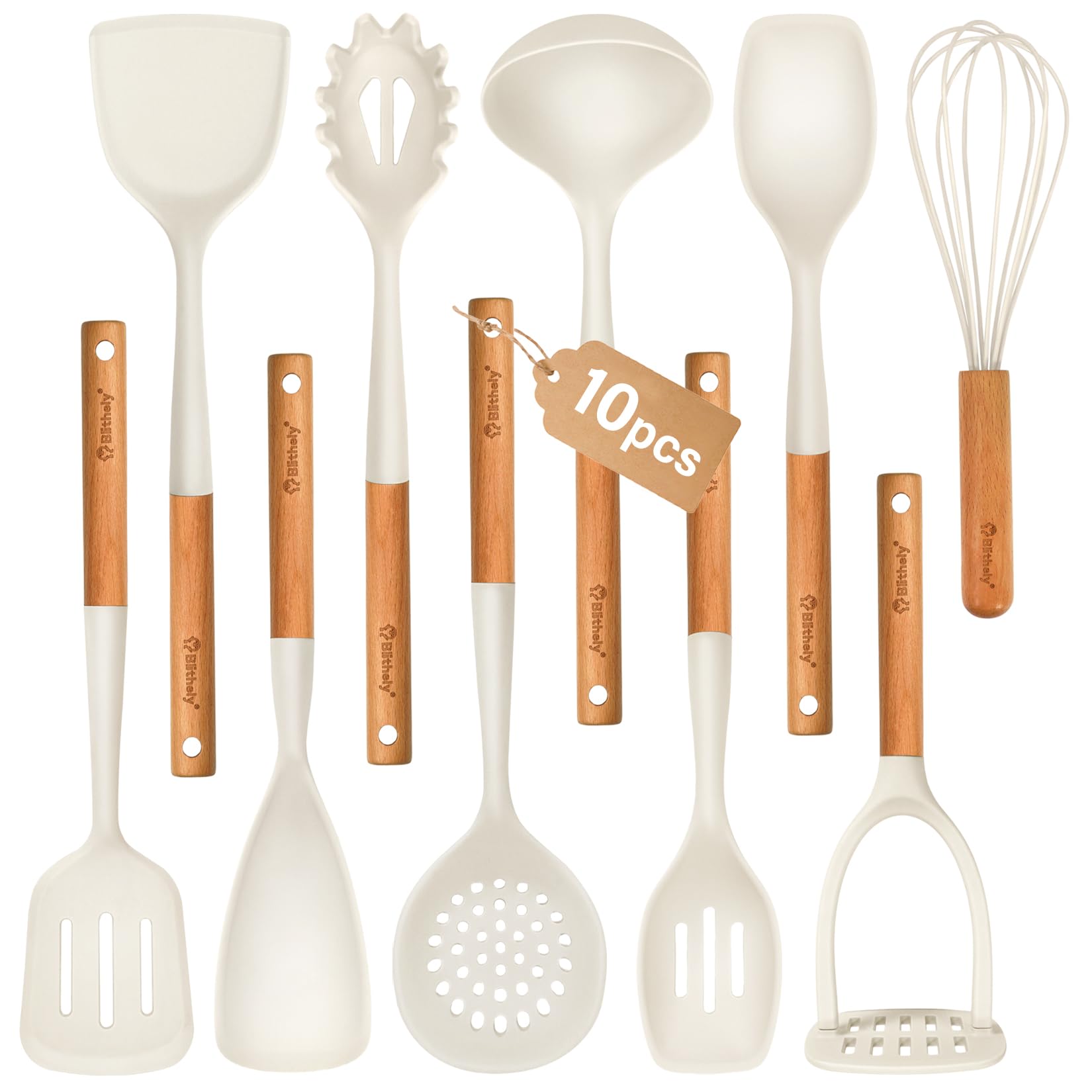 Blithely solid spoon in silicone for gentle stirring without scratching nonstick cookware.