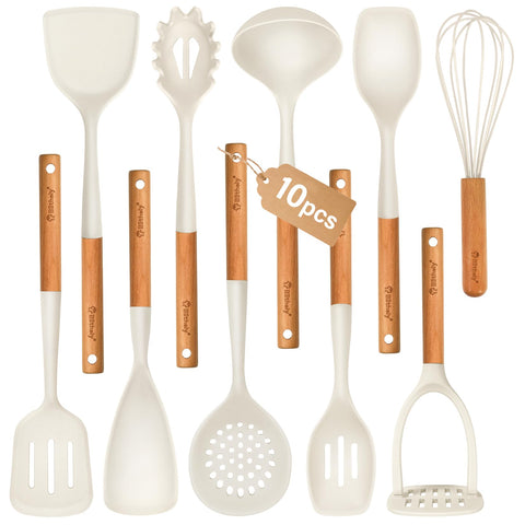 Blithely solid spoon in silicone for gentle stirring without scratching nonstick cookware.