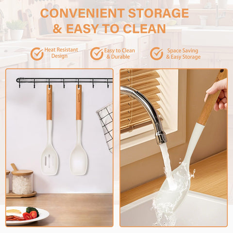 Blithely easy-clean silicone surface after use in busy kitchen.