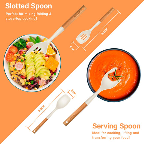 Blithely ergonomic grip on wooden-handled silicone spoon in action.