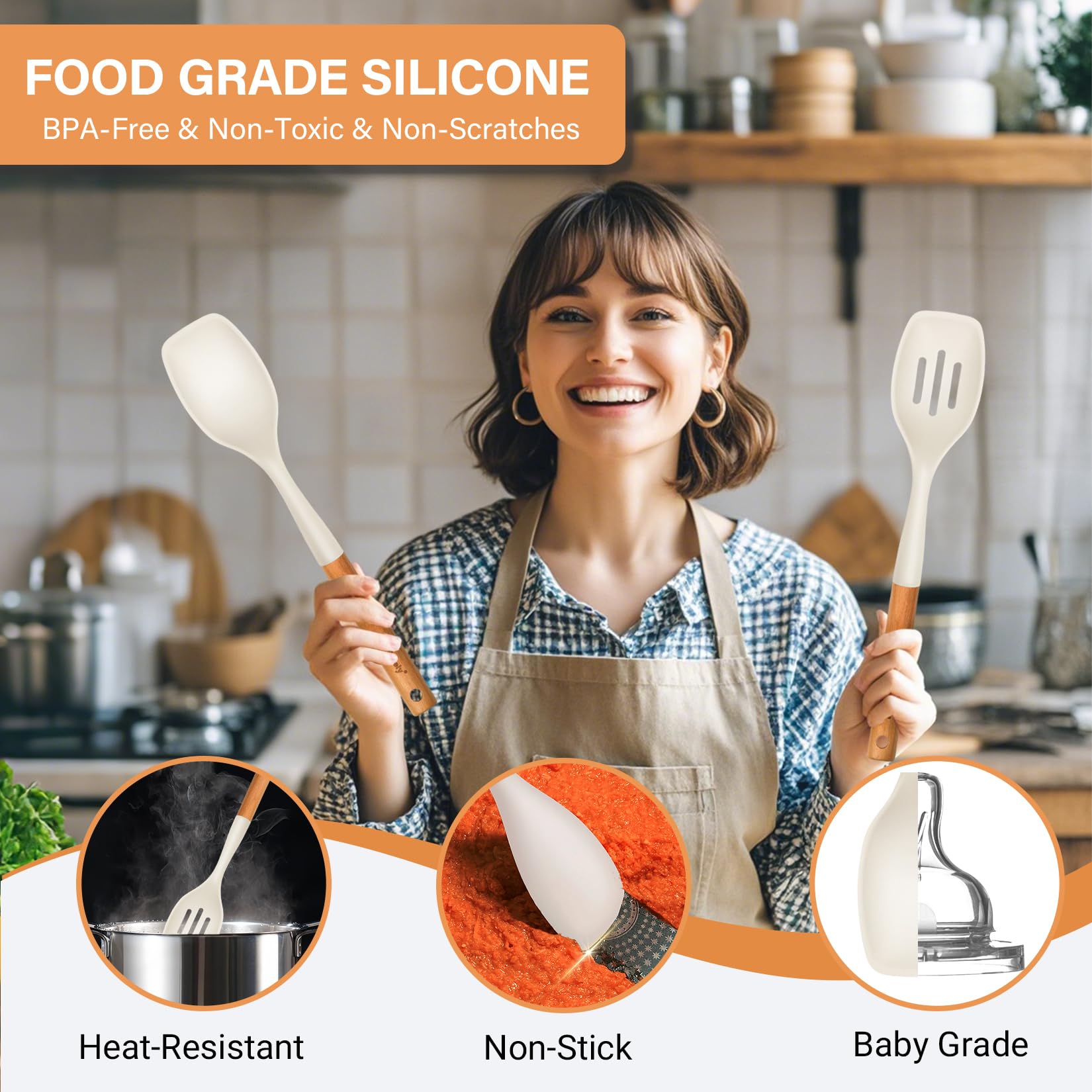 Blithely silicone spoon withstands 480°F for high-heat tasks.