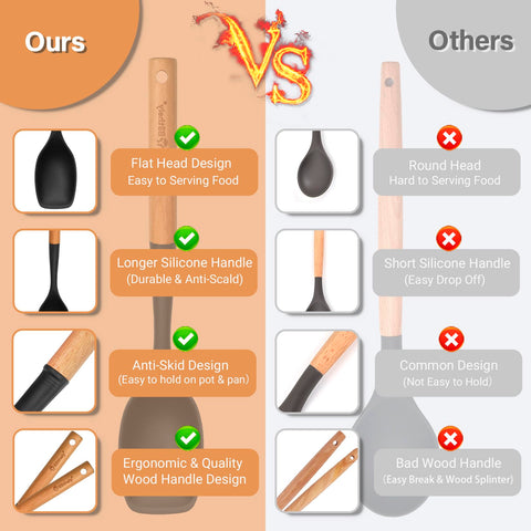 Blithely nonstick-friendly silicone spoons protect cookware from scratches.