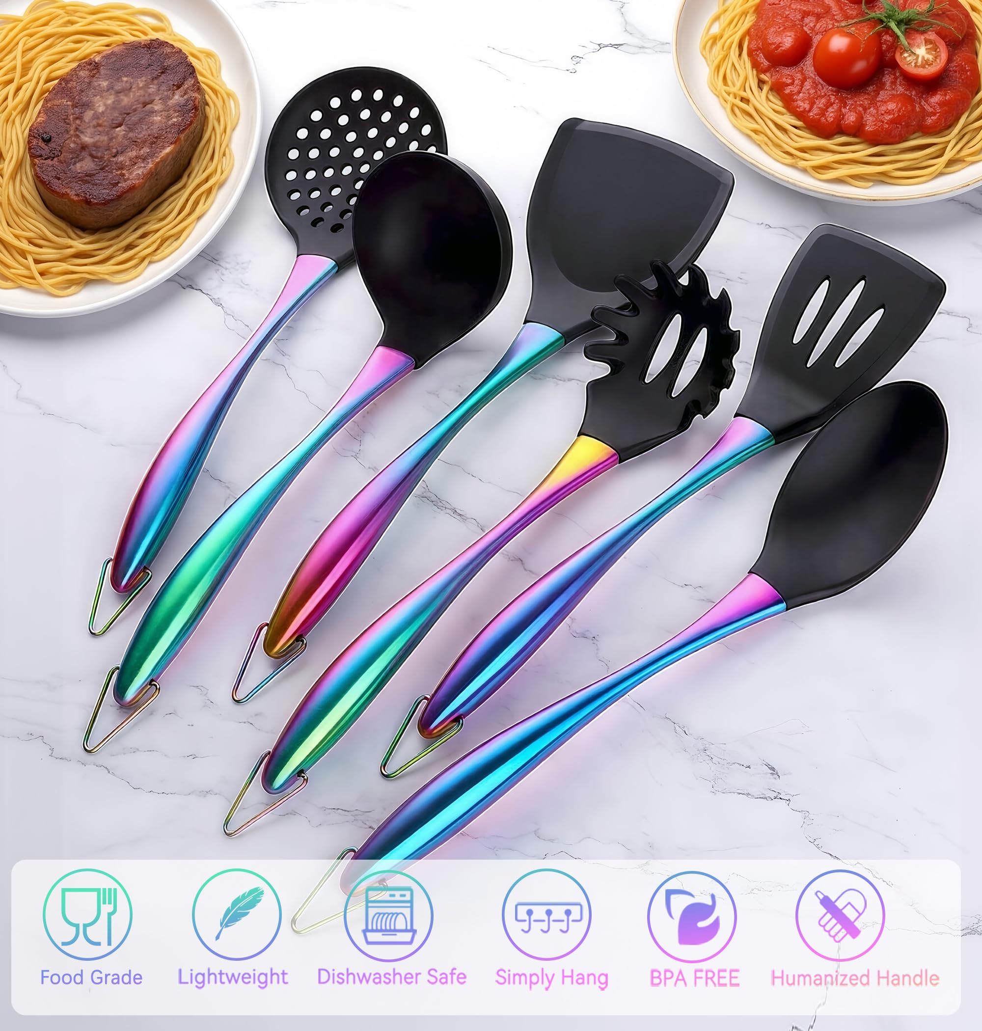 Blithely pasta server for neat, strand-friendly serving