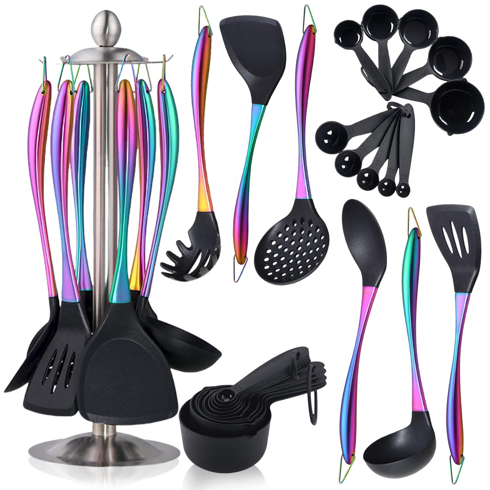 Blithely silicone utensils with rotatable holder keeping the counter tidy and tools accessible