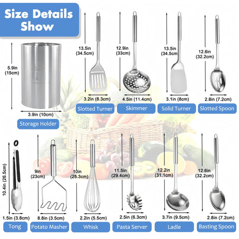 Blithely stainless spoon set for stirring and serving sauces