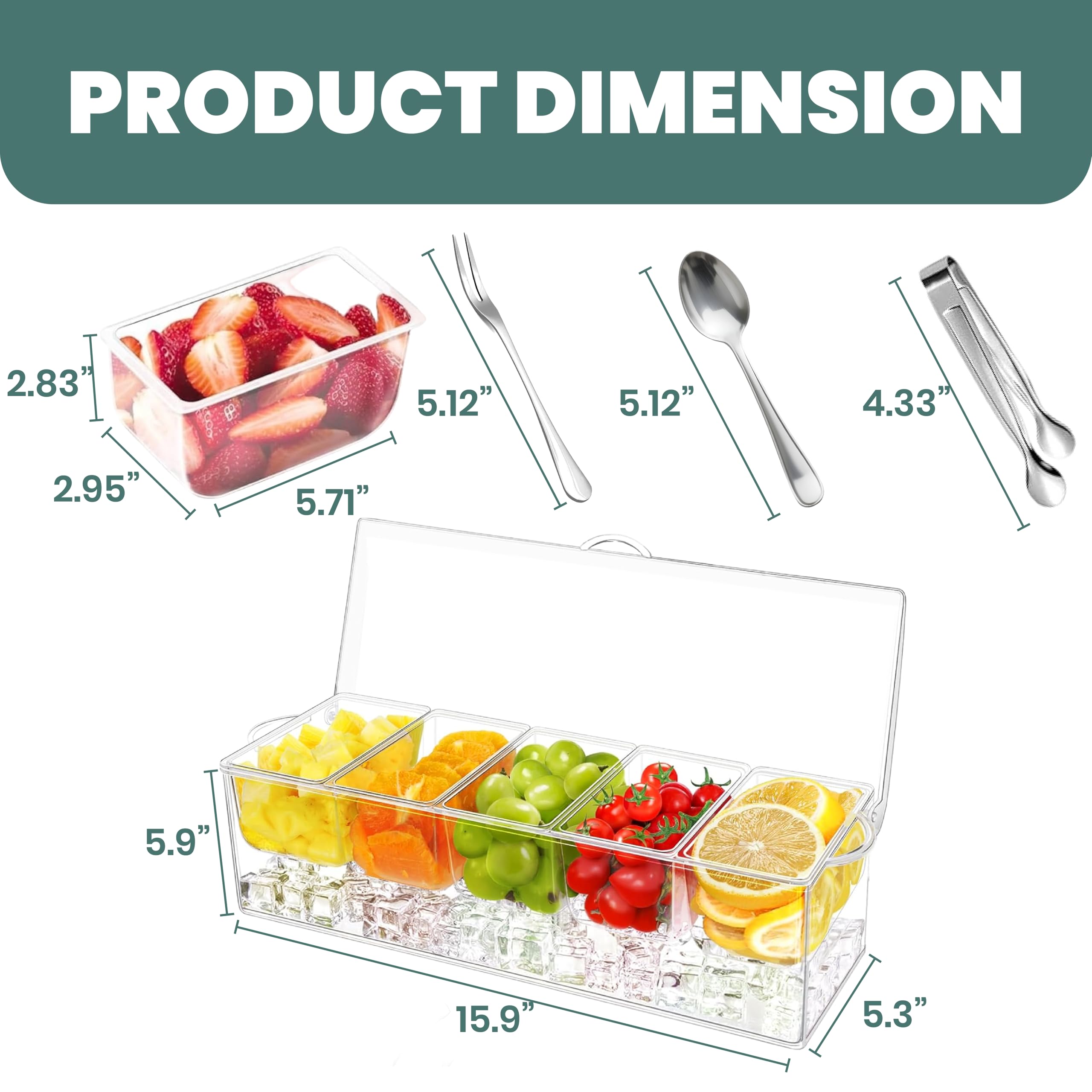 BLIVORRA all-in-one chilled server includes five stainless utensils for easy serving