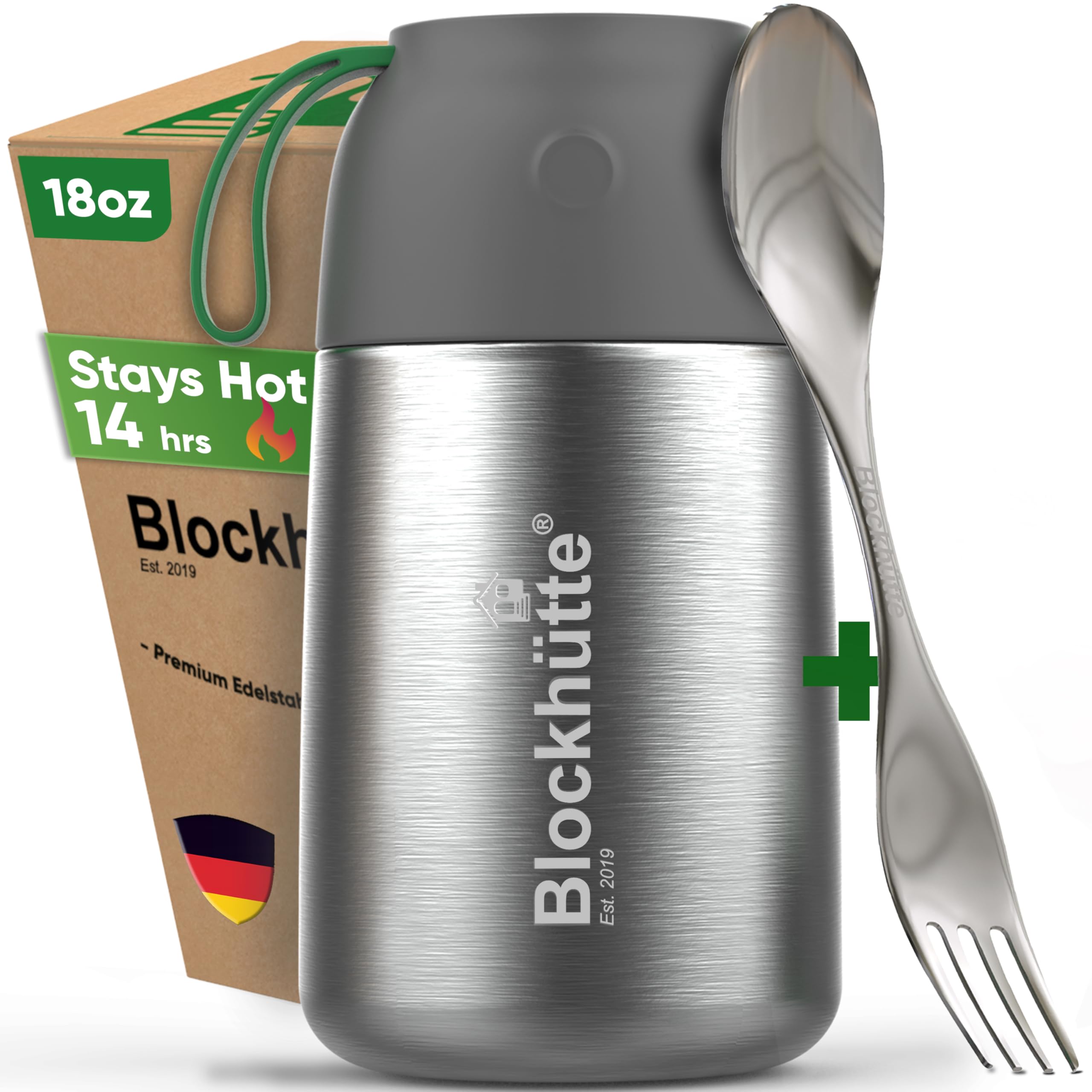 Blockhuette small thermos front view with wide mouth for easy filling