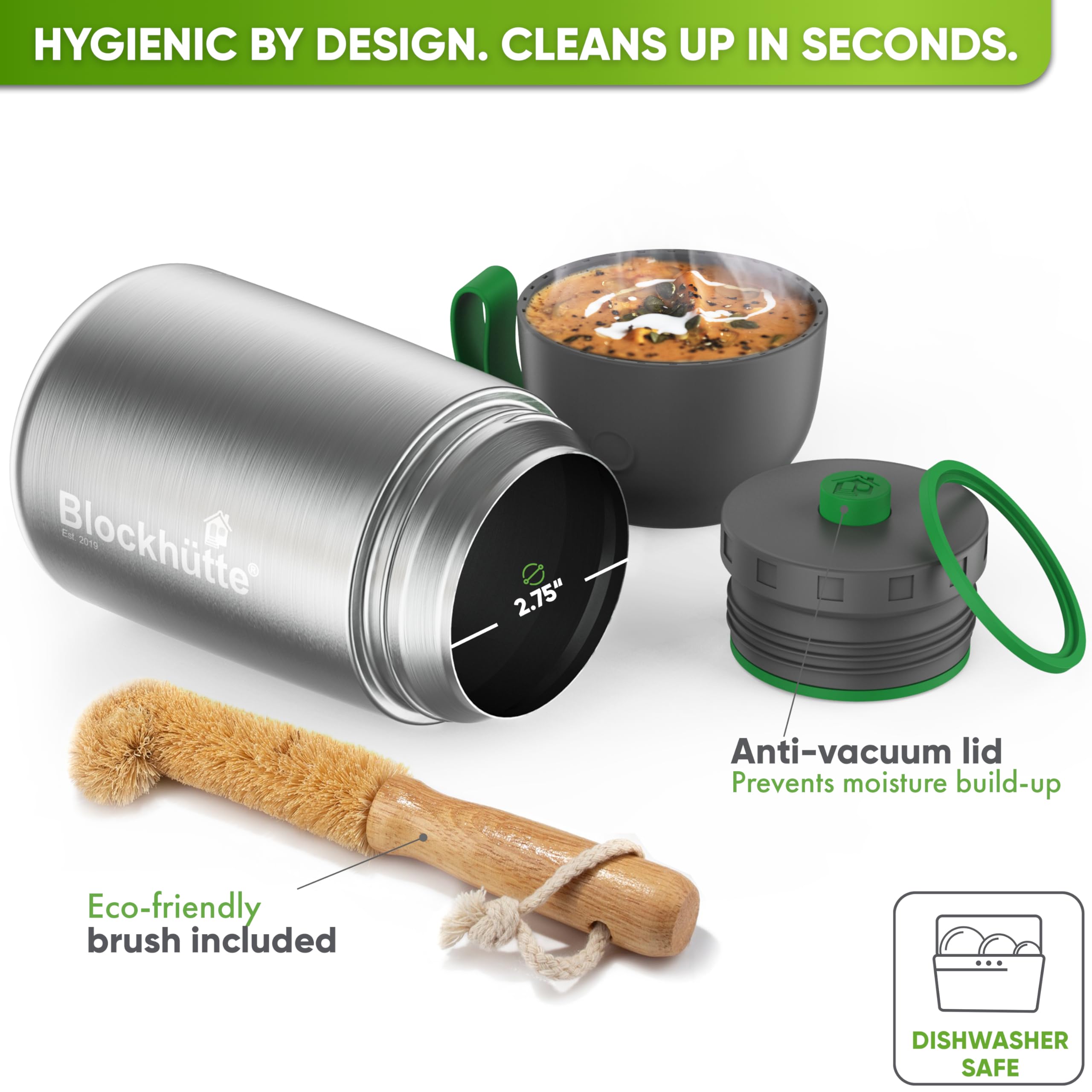 Blockhuette leak-proof cap prevents spills during travel