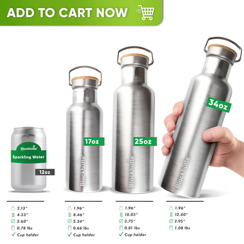 Blockhuette thermally insulated stainless steel bottle keeps drinks cold