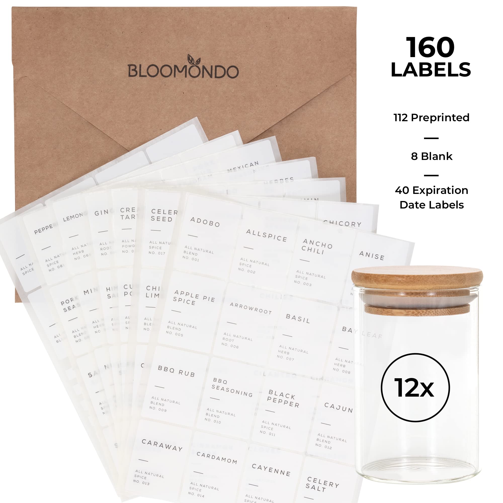 Bloomondo airtight glass spice containers protect aroma and keep dust out
