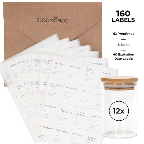 Bloomondo airtight glass spice containers protect aroma and keep dust out