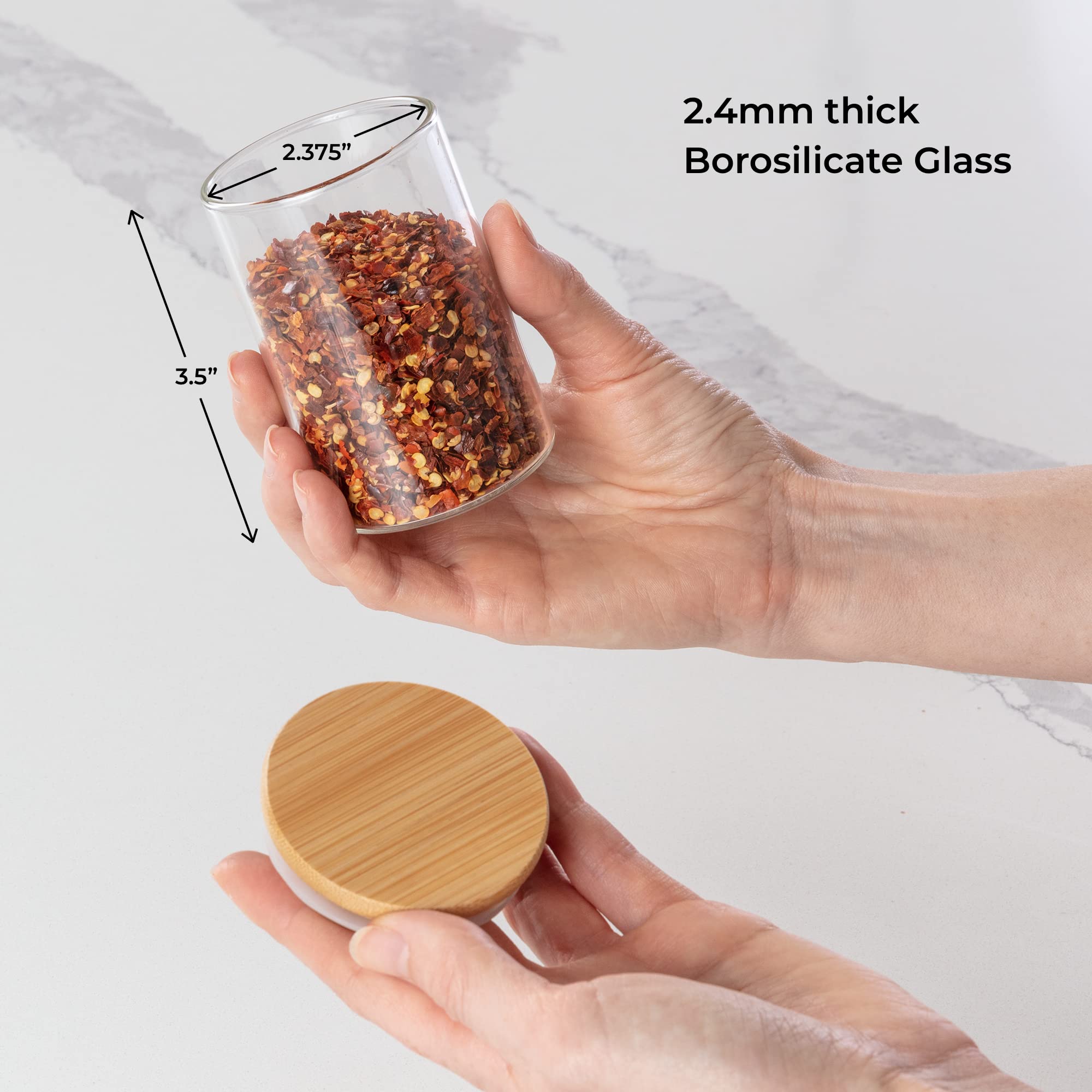 Bloomondo bamboo lids on jars for airtight storage and premium look