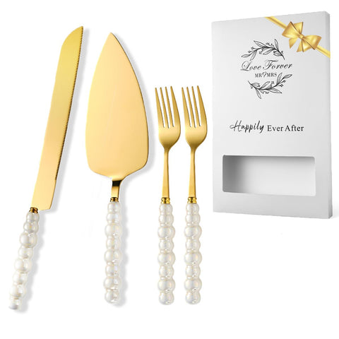 Bltnever wedding cake cutting set with pearl handle for elegant ceremony moments