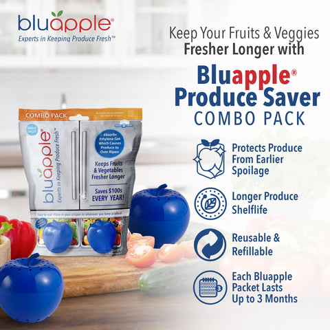 Bluapple ethylene absorber in crisper drawer extending freshness