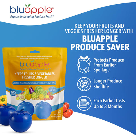 Bluapple ethylene absorber inside the unit helps keep produce fresh longer