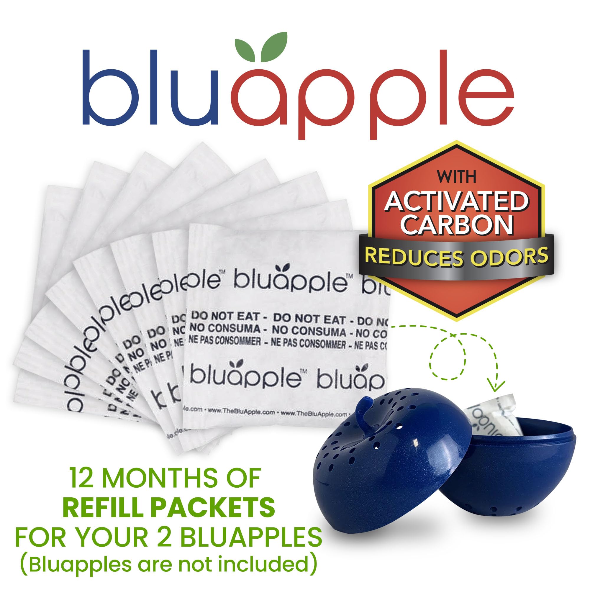 BluApple in refrigerator crisper drawer, keeping produce vibrant longer.