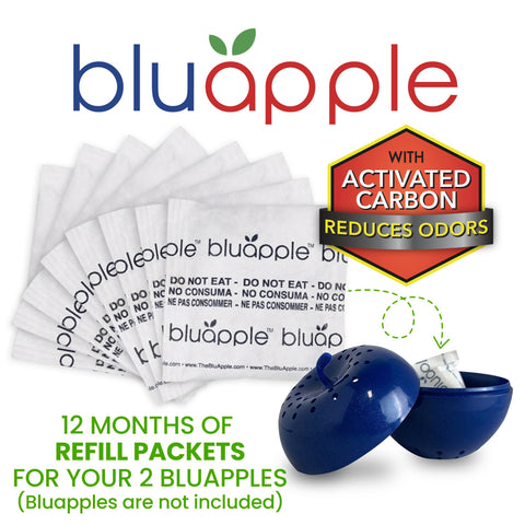 BluApple in refrigerator crisper drawer, keeping produce vibrant longer.