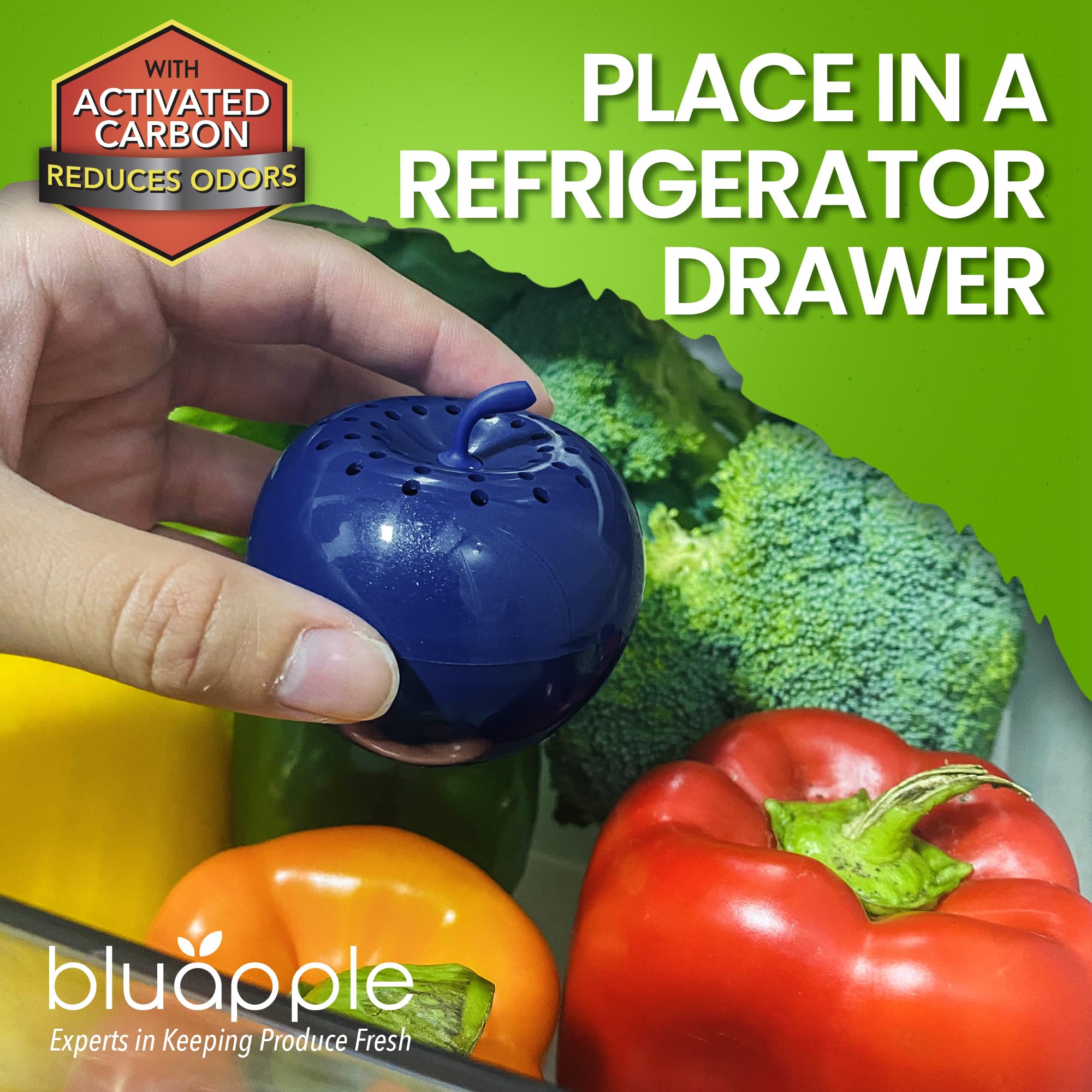 BluApple packets 90-day life span, easy swap for sustained freshness.