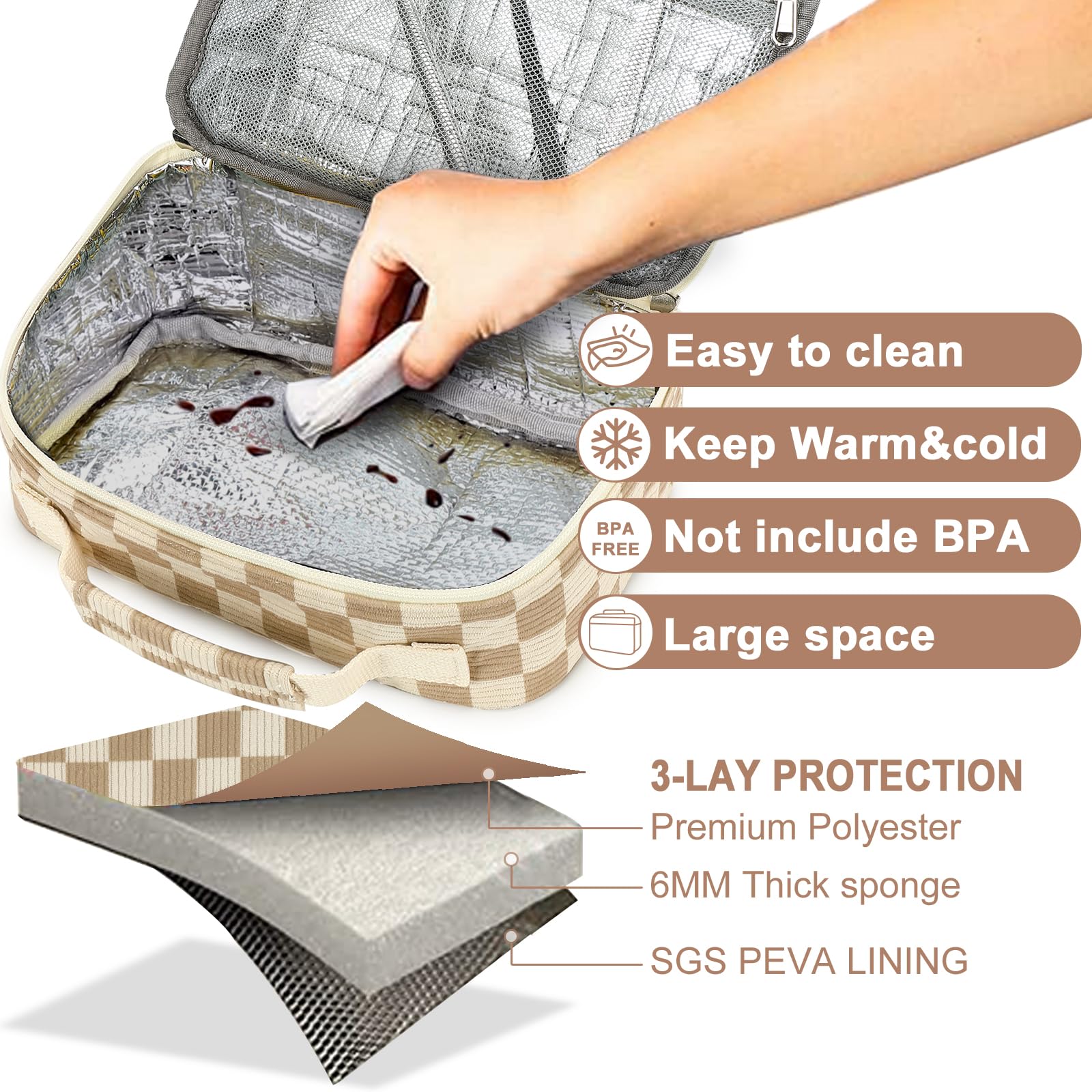 Bluboon lunch bag outside pocket provides quick access for keys.