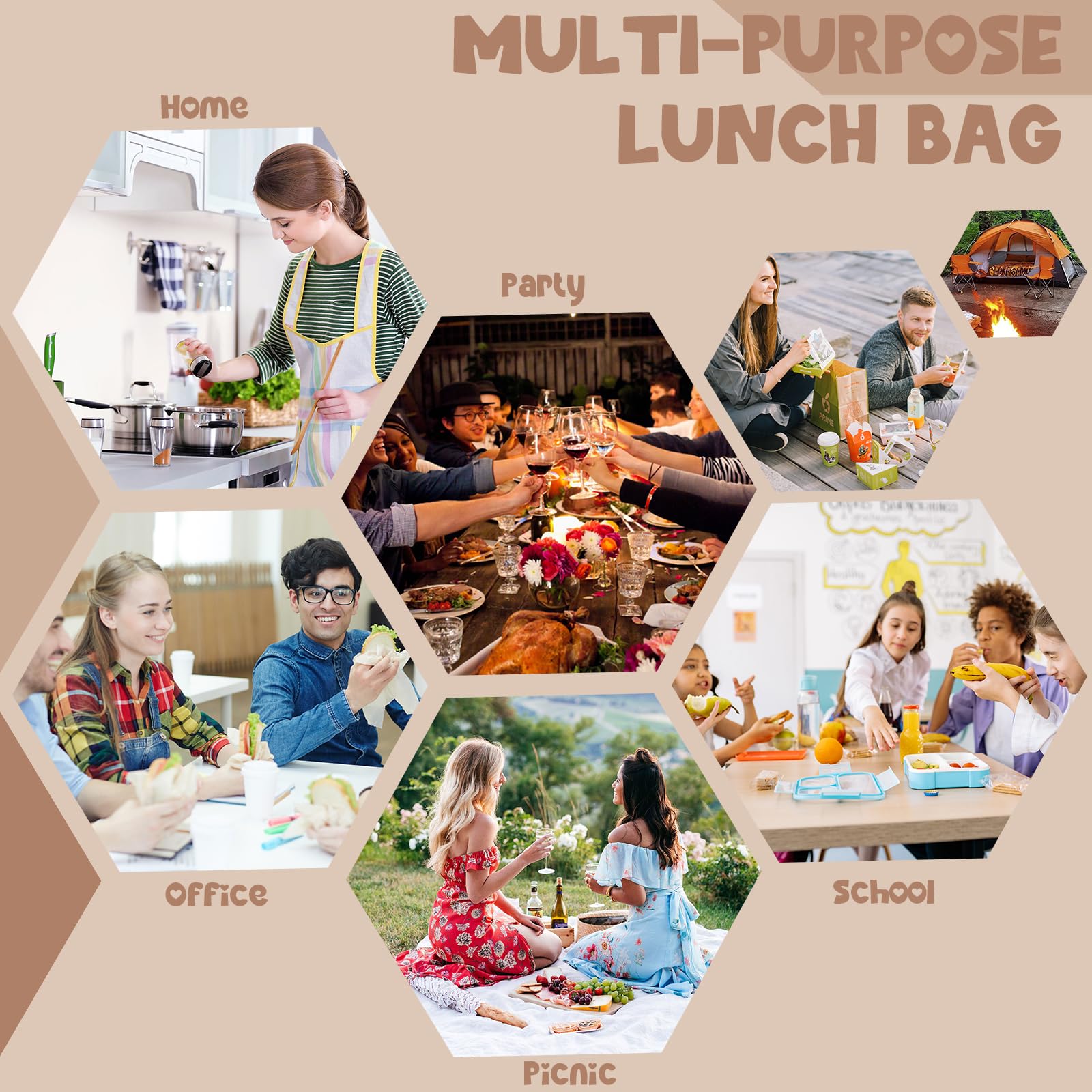 Bluboon lunch bag two-way zipper design for easy opening.