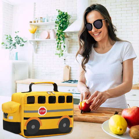 Bluboon yellow school bus bag is ideal for picnics and travel.