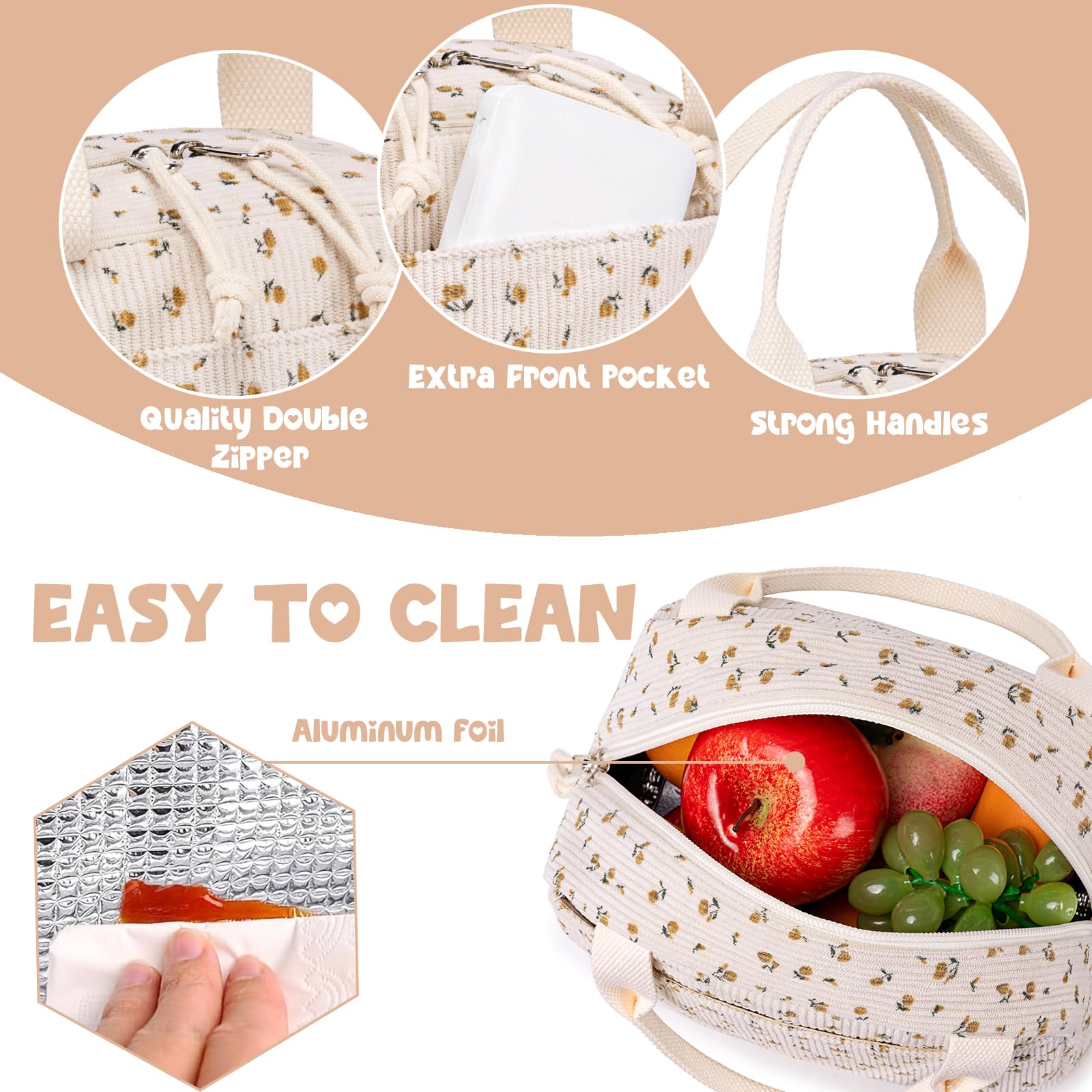 Bluboon lunch bag durable zippers ensure reliable daily use.