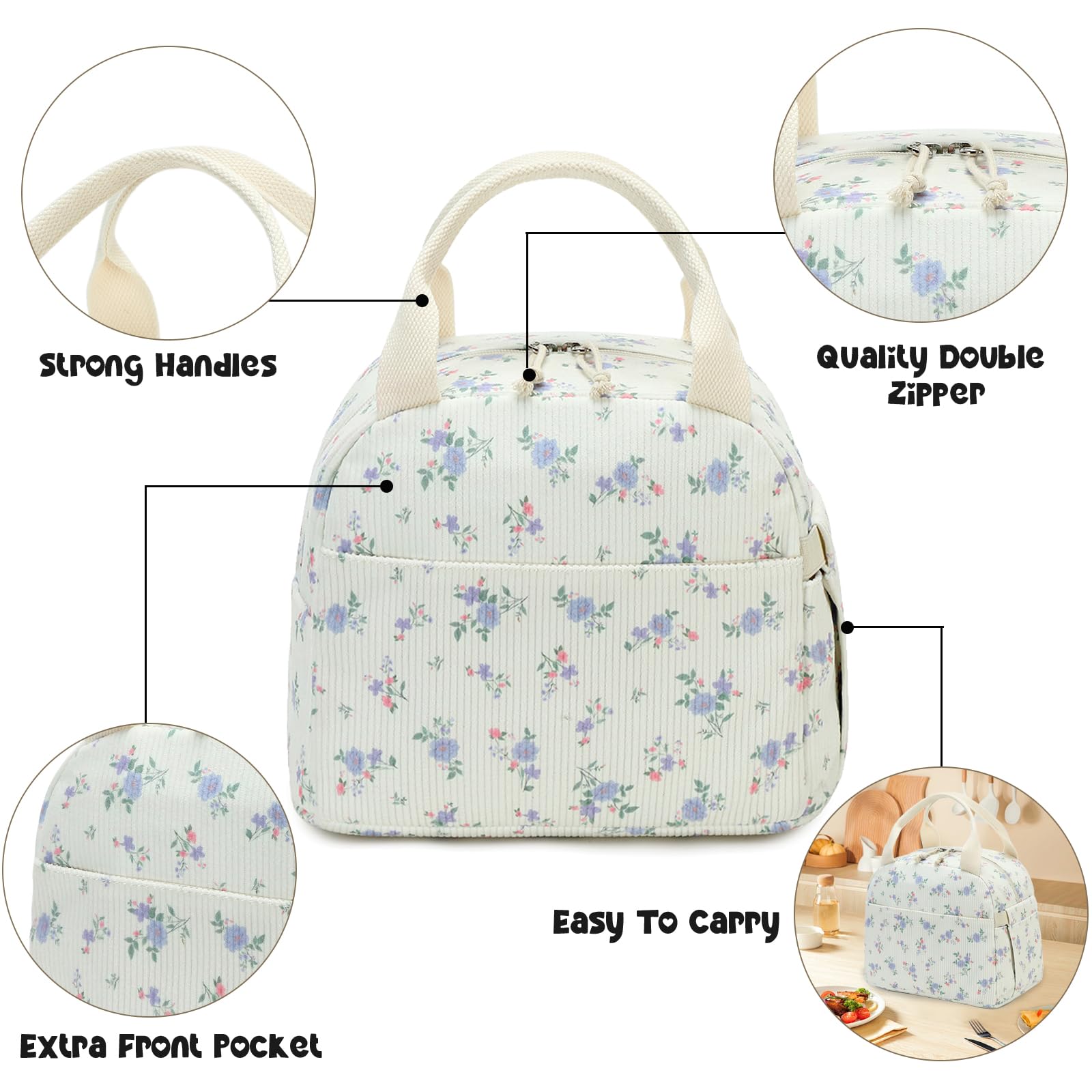 Bluboon lunch bag easy to clean exterior stays fresh after busy days.