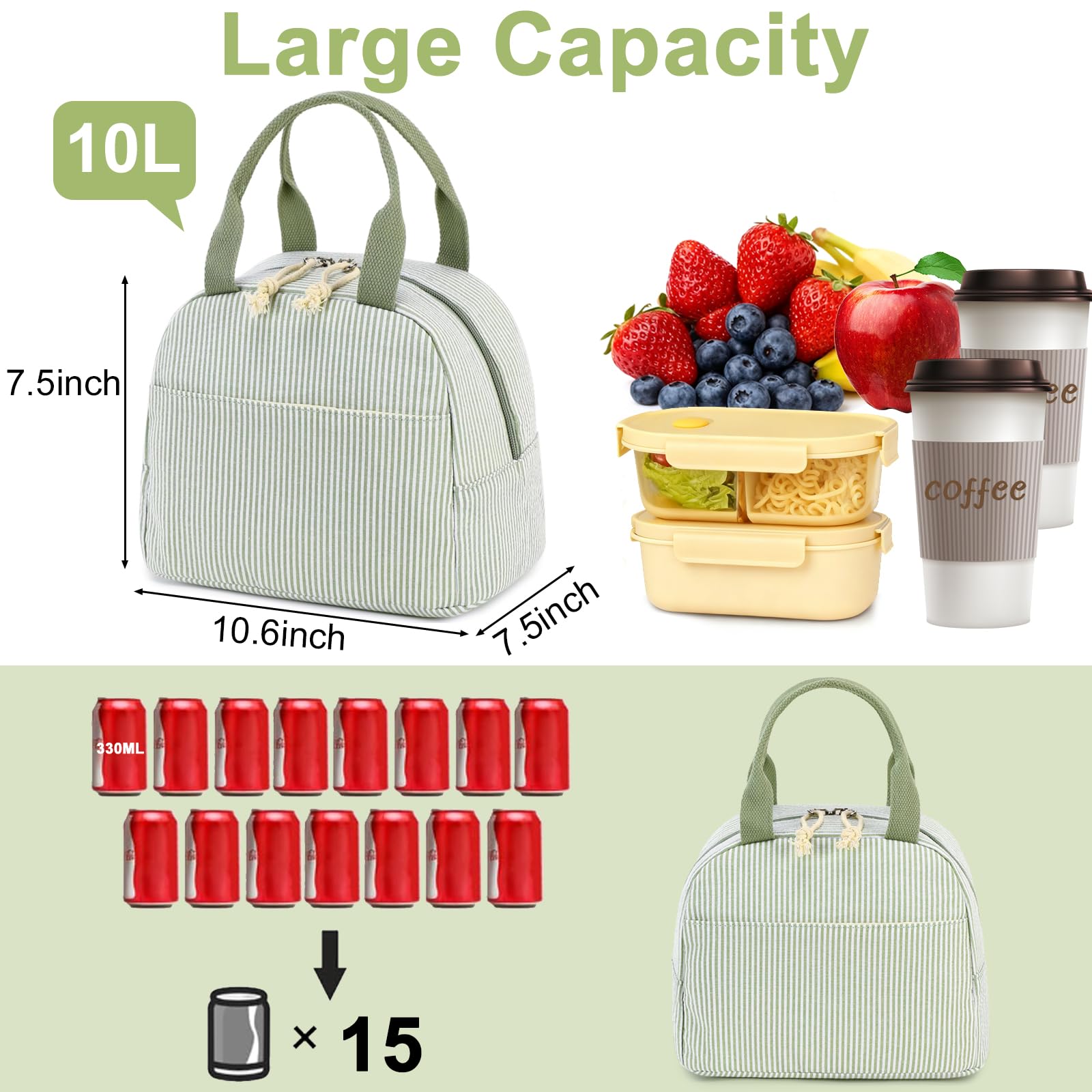 Bluboon lunch bag padded handle for comfortable carrying during errands.